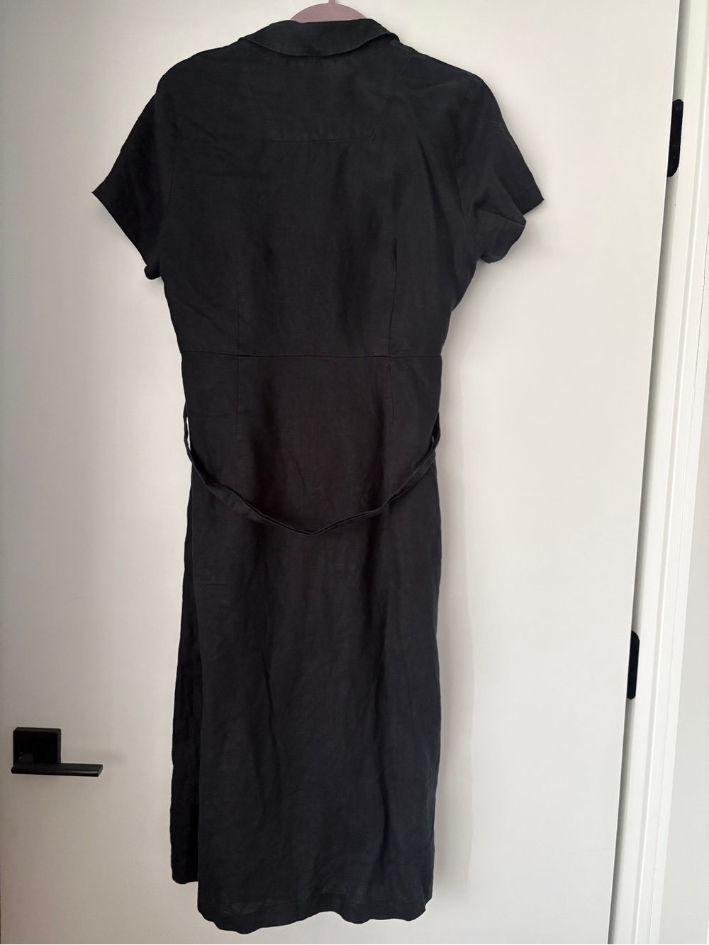 Quince 100% European Linen Button Front Dress Black Medium - Picture 6 of 6
